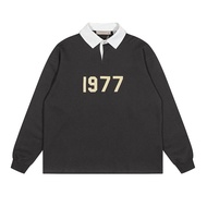 High Street FOG ESSENTIALS Double Line Eighth Season 1977 Digital Flocking Polo Shirt Loose Casual L