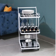 Nordic Mobile Iron Dining Car Tea Cart Handcart Household Wine Cart Trolley Dim Sum Cart Cake Delive
