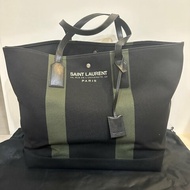 SAINT LAURENT 托特包｜大容量帆布拼皮｜全新未使用｜男女適用✨