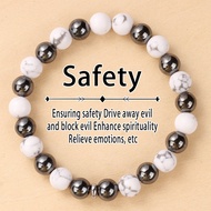 Symbol Safety 8mm Howlite Beaded Stone Bracelets Handmade Bangle Unisex Jewelry