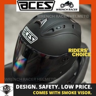 Helmet ACES R2 Matte Black / Helmet with Smoke Visor / ACES R2 / Topi Keledar / ACES