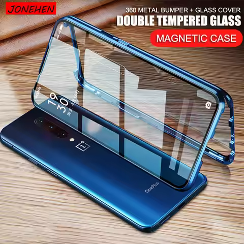 360 Full Protective Magnetic Metal Bumper Double Tempered Glass Case For Oneplus 7 7T 8 Pro 8T 6T 6 