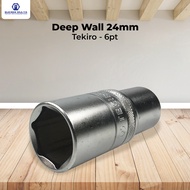 MATA TEKIRO Deep Wall Socket 24 mm Long Socket Wrench Bit 24 mm 6 PT DR 1/2田 Long Socket Bit Shock S