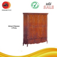 P2U SSWT Almari Baju 4 Pintu/ Wood Wardrobe Swinging Door/ Almari Baju Kayu 4 Pintu