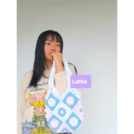 HANDMADE KNITTED TOTE BAG/TOTE BAG/CUTE TOTE BAG FLOWER TOTE BAG/TOTE BAG FLOWER CROCHET TOTE BAG