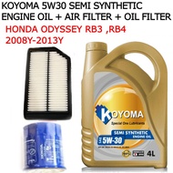 HONDA ODYSSEY RB3, RB4 2.4 2008y -2013y AIR FILTER + OIL FILTER + KOYOMA 5W30 SEMI SYNTHETIC ENGINE 