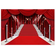 Red Curtain Backdrop Banner, Large Red Carpet Fabric Photography Backdrop Photo Background Studio Prop for Decorations