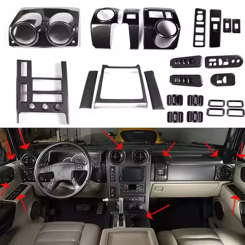 ABS Carbon Fiber Interior Full Set Panel Cover Trim Kit for Hummer H2 2003-2007