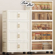 L50-95cm 2 Doors Multipurpose Foldable Stackable Storage Cabinet Box With Rollers