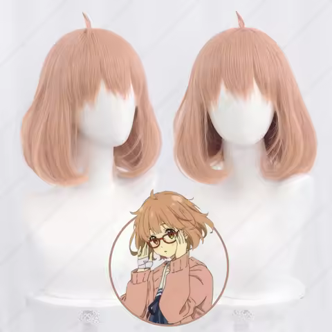 Anime Mirai Kuriyama Cosplay Wig Kyokai no Kanata 35cm Orange Pink Short Wigs Heat Resistant Synthet