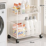 衛生間置物架 落地多層洗衣機邊洗衣液小推車收納移動浴室儲物架子（快遞送貨上門）