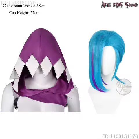 LOL Arcane S2 Powder Cosplay Costumes Wig Hat Hooded Cape Cloak Women Jinx Anime Game Halloween Part