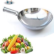 34/36/38/40cm stainless steel single wok shanties supplies no coating shiny,40cm nonstick (Color : 34cm)