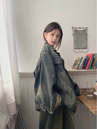 ย้อนยุค สไตล์อเมริกัน ผ่อนคลายพอดี ผู้หญิง เสื้อแจ็คเก็ต ฤดูใบไม้ผลิ ฤดูใบไม้ร่วง หลากหลาย หลวม Bf ข