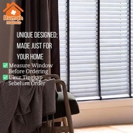 4.5 FEET (W) Tirai Kayu Putih/Timber Blind 100% Basswood/Kayu Asli Dengan Pita Hitam Modern Ala Vene