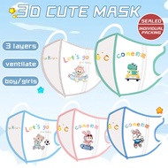 Cute Children'S Mas Cartoon Rabbit Color Mixed (Sealed Packaging) Independent Packaging 3PLY Children'S Mask Cartoon Print Baby Mask High Beauty 5D Children'S Face Mask 3D Kid Mask