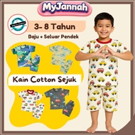 (3-8Y) Playset Kids Boy Baju Budak Lelaki SDM Kids Clothing Clothes T-Shirt + Short Pant