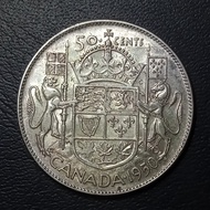 Koin Master 979 - 50 Cents Canada Tahun 1950 Bahan Perak (Semi Lustre)