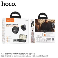 Hoco L22 ไมโครโฟนไร้สาย พร้อมเคสชาร์จ สำหรับ iP และ USB-C ตัดเสียงรบกวน แบตอึด 6 ชม. ไลฟ์สด อัดคลิป