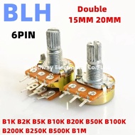 10PCS WH148 Potentiometer B200K 200K B250K 250K Ohm Dual Linear Shaft Taper Rotary Resistors 15MM 20