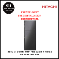 HITACHI 290L 2 DOOR FRIDGE RH350P7MSBBK TOP FREEZER [BRLLIANT BLACK] - 1 YEARS LOCAL WARRANTY