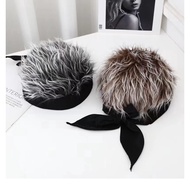 New hat, handsome simulation wig, short hair cap, tie up bow