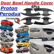 4Pcs Car Door Handle Cover Bowl Protector 3D Carbon Myvi Bezza Axia Saga 2016 Exora Persona BLM/FLX