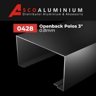 Termurah Aluminium Openback Polos Profile 0428 kusen 3 inch