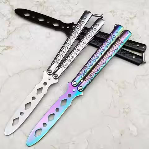 Foldable Butterfly Knife Portable Transformable Blunt Balisong Pocket Trainer Survival Knife Trainin