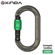 XINDA กลางแจ้ง O-Shape Carabiner 24kN 7075อลูมิเนียมตะขอรูปไข่ Rock Climbing ล็อคอัตโนมัติสกรู Gate 