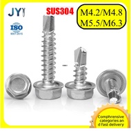 Drill tail screw 304 stainless steel outer hexagonal color steel tile self-tapping self-drilling dov