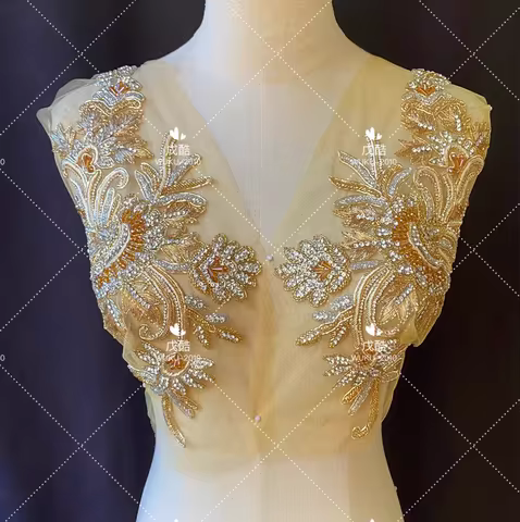 High-end imported Indian silk flower cheongsam dress Xiuhe clothes children's clothing mother patch 