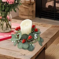 Dickly Eucalyptus Wreath, Artificial Floral Candle Rings, Candle Wreath, Pillar Candle