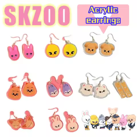 New Stray Kids SKZOO Quokka Wolf chan PuppyM Leebit Should Aid Peripheral Fashion Acrylic Earrings C