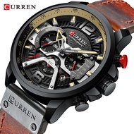 CURREN Jam Tangan Lelaki Original Waterproof Men Watch Sport Leather strap Quartz Analog Watch for M