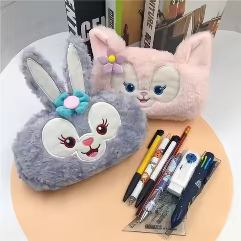 Disney Stellalou Linabell Girly Heart Cartoon Cute Plush Stationery Bag Creative Kawaii Pencil Bag M