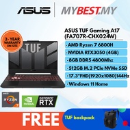 ASUS TUF Gaming A17 2022 FA707R-CHX024W Gaming Laptop (R7-6800H/ 8GB 4800MHZ/ 512GB M.2/ RTX3050 4GB/ 17.3" FHD 144Hz/ W11)