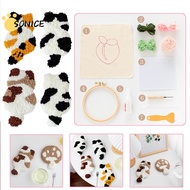 Punch Needle Coasters Kit Abstract Cat Pattern Punch Needle Kit with Yarns Embroidery Hoop Instructi