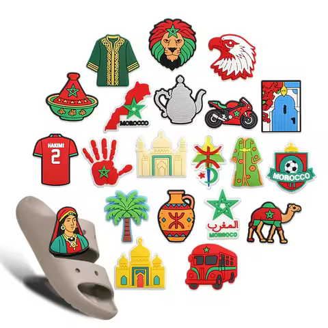 Morocco Hakimi 2 Jersey Shoe Charms, Soccer Team Eagle Lion Shoe Pins for Croc, Best Football Fan Gi