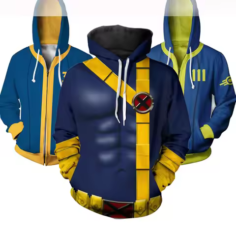 Hero Cyclops Cosplay Costume Black Hoodie Game Vault 11 33 Shelter Zip Up 3D Print Jacket Sweatshirt