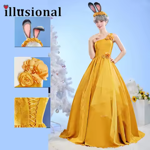 illusional Zootopia 3 Judith Cosplay Costume Women Yellow Dresses Party Halloween Cosplays Anime