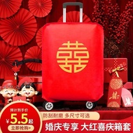 [Fast Delivery]Wedding Suitcase Protector Cover Bride Dowry Double Happiness Character Trolley Case 