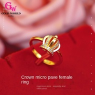 GW Jewellery Fashion Accessories Emas 916 Gold Bangkok Women's Micro Inlaid Crown Ring