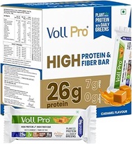 Voll Pro Plant Protein Bar with Daily Greens - High Protein 26g, Fiber 7g, 0g Sugar - Crunchy, Delic