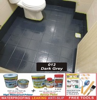 012 DARK GREY FULL SET Epoxy Floor Coating ( FREE Tool Set ) ( Heavy Duty ) 1L PRIMER+1L EPOXY+0.5 KG ANTI-SLIP POWDER