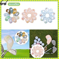 9Pcs Golf Iron Covers Set Golf Club Head Covers Protector Sticky Closure PU Leather Cover Gift for C