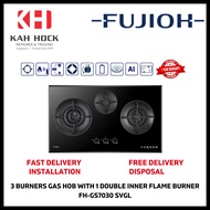 FUJIOH FH-GS7030 SVGL 3 BURNERS GAS HOB WITH 1 DOUBLE INNER FLAME BURNER - 1 YEAR LOCAL WARRANTY