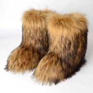 C Y2k Fluffy Mid-Calf Boots Winter Women Fashion Snow Warm Cotton Shoes