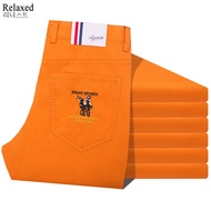 Spring and Autumn Pure Cotton Pants Men's Pants Colored Pants Men's Pants Orange Orange Men's Pants Straight Thong Slacks Trend