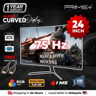 PC Monitor 24 Inch Curve 75Hz Refresh Rate FHD VA Panel LED Computer Monitor